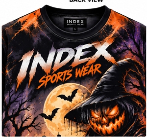 INDEX Men's Halloween Pumpkin <b>Witch</b> Printed <b>T</b>-<b>Shirt</b> Short Sleeve O-Neck Casual Wear With Bats And Moon Design - Product Image 6