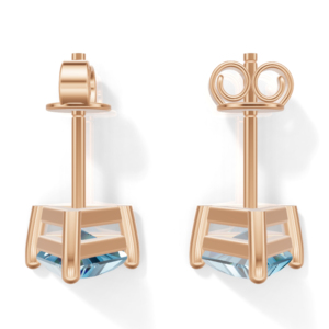<b>Rose</b> <b>Gold</b> Plated Sterling Silver Trillion Cut Prong Set Swiss Topaz <b>Stud</b> <b>Earrings</b> Classic Women's Jewelry Heerani Jewels Water - Product Image 5