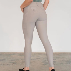 Pantalones de equitación de nailon de cintura alta con nuevo diseño, parche en la rodilla, pantalones de compresión para montar a caballo con botones y cremallera - Product Image 1