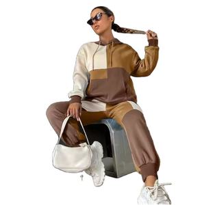 Logo personnalisé Femme Solide Surdimensionné Panneau OEM Sweat à Capuche et Pantalon 2 Pièces Jogging Sweat-shirt à Capuche Court Ensemble - Product Image 1