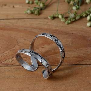 SHYAM JEWELRS Handmade 925 Sterling <b>Silver</b> Luxury Arthritis Finger Splint <b>Ring</b> | Oxidized Flower Design <b>Adjustable</b> Joint Support - Product Image 4