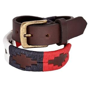 Ceintures en cuir Polo avec design en fil de nylon et boucle en laiton tricotée / Ceintures d'équitation Polo en cuir fantaisie - Product Image 1