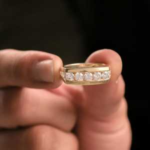 Anillo de Diamante Cultivado en Laboratorio con Corte Redondo Personalizado para Hombre, Oro Sólido de 14K, Anillo de Fiesta, Joyería Fina para Aniversario - Product Image 1