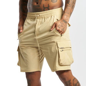 Pantalones Cortos Cargo de Color Sólido para Hombre, Cintura Media, Cordón Ajustable, Tela de Nailon Transpirable de Secado Rápido con Bolsillos - Product Image 2