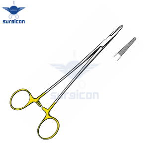 Porte-aiguille DeBakey 37 cm / 14-1/4 pouces avec profil mini à denture de 0,4 mm et inserts en carbure de tungstène TC GOLD pour une précision accrue - Product Image 6