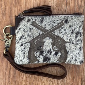 Fabricants à la mode Premium peau de vache gravé au Laser fermeture éclair pochette bracelet en cuir véritable concepteur luxe téléphone porte-monnaie - Product Image 2