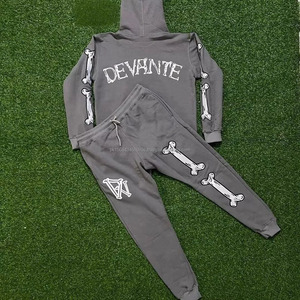 Custom Logo Men Sweatsuit Flared Sweatpants and Hoodie Sets Unisex Tracksuit Puff Print Hoodies Flare Sweat <b>Pants</b> Set - Product Image 6