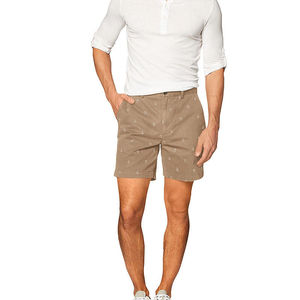 Shorts Bermuda Homme Kaki Imprimé Ancre Taille Mi-Haute Boutons Coton Décontracté Avec Poches Style Respirant - Product Image 3