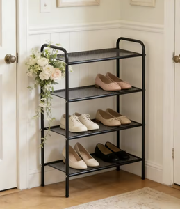 Étagère à chaussures métallique 4 niveaux de qualité supérieure OEM/ODM du Vietnam – Organisateur de chaussures robuste et mince pour entrée et maison - Product Image 2