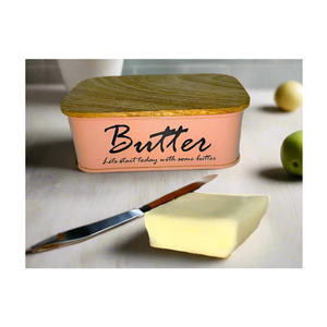 Mantequillera de Metal con Tapa de Madera de Mango y Anillo de Sellado de Silicona, Elegante Contenedor para Guardar Mantequilla para Cocina y Comedor - Product Image 3