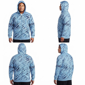 Men Plus Size Printed Zip-Up Hooded Fleece <b>Jacket</b> Casual Regular Fit Winter Wear Zipper Hoodie Men French Terry Track Top Hood - Product Image 5