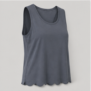 T-shirt sans manches gris ardoise à col rond et coupe décontractée pour femme WTS-0062 - Product Image 4