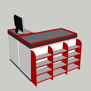 Comptoir de caisse One Tech 1,2 m pour supermarché, corps en acier thermolaqué, plateau en acier inoxydable, bureau de caissier pour magasin de détail - Product Image 1