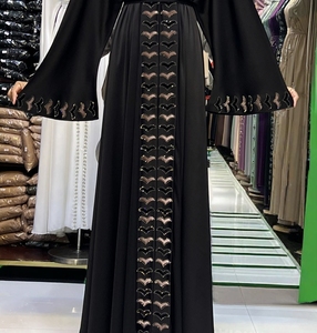 High Quality Modest Dubai Beaded Sequined Long Sleeve <b>Abaya</b> Muslim Traditional Handmade Wedding Women Breathable V Neck - Product Image 3