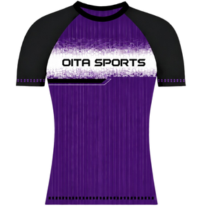 <b>Purple</b> Black Raglan Sports Jersey Short Sleeve Crew Neck Athletic Team Training Uniform Breathable Performance Sportswear <b>Shirt</b> - Product Image 1