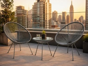 Modern Metal <b>Garden</b> <b>Set</b> 2 Seater with Coffee table Outdoor Patio Furniture Weather Resistant Frame Contemporary Design - Product Image 2