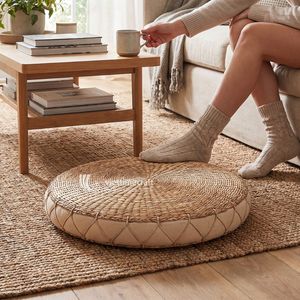 Water Hyacinth Seat Pad Woven <b>Dining</b> <b>Chair</b> Cushion Mat Tatami Floor Seat Pad Foliage Pattern Bohemian Design Viettimecraft - Product Image 3