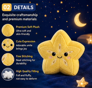 Juguete de Peluche en Forma de Estrella, Almohada de Estrella Kawaii, Cojín de Terciopelo Suave, Regalo para Niños, Decoración de Cuarto Infantil, Muñeco de Peluche Acogedor - Product Image 3