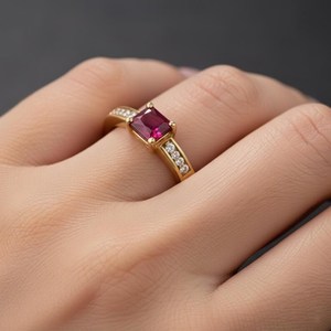 Anillo de Compromiso con Rubí, Plata de Ley 925, Chapado en Oro de 14K, Anillo de Promesa Delicado, Joyería con Piedra de Nacimiento de Julio, Regalo - Product Image 3