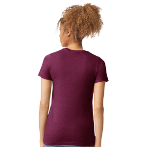 Camiseta de Algodón Color Granate para Mujer, Cuello Redondo, Manga Corta, Lisa, Suave, Transpirable, Básica, Ligera y Cómoda para el Verano - Product Image 2