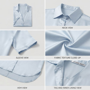 Elegante Camisón Largo de Satén Blanco 100% Seda, Manga Corta, Cuello en V, Talla Grande, Térmico, Suave, Transpirable, Cintura Elástica - Product Image 6