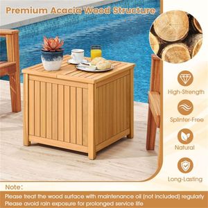 Mesa Auxiliar de Madera Maciza de Acacia 2 en 1 para Exteriores con Orificio para Sombrilla, Mesa Auxiliar con Almacenamiento Perfecto para Patio y Piscina - Product Image 6