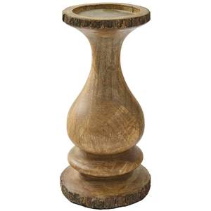 Handmade Mango Wood Pillar Candle Holder <b>Set</b> Rustic Wooden Taper Stick Stands Farmhouse Table Centerpiece Decorative Candlestick - Product Image 3