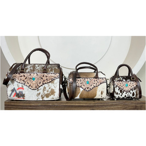 Bolso de Lujo de Última Moda en Piel de Vacuno de 11'' Estilo Speedy, Bolso de Mano de Cuero Repujado Estilo Western con Correa para Hombro y Bandolera, Bolsos de Viaje Espaciosos - Product Image 1