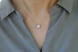 สร้อยคอทองคำโรสโกลด์ 14K ประดับเพชรทรงปรินเซสคัท 3 กะรัต ได้รับการรับรองจาก IGI คุณภาพ VS1 สี F เครื่องประดับผู้หญิงสุดหรู ของขวัญสุดพิเศษ - Product Image 5