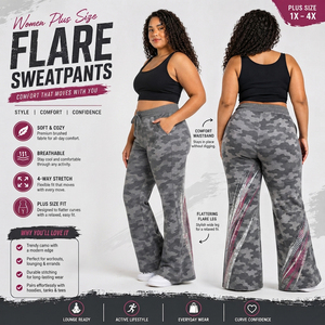 Women's <b>Camo</b> Printed Flare Sweatpants High Waist Drawstring Printed Fleece Pants <b>Ladies</b> Flare Leg French Terry Jogging <b>Trousers</b> - Product Image 4