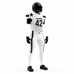 Maßgeschneidertes Herren Grunge Distressed Football-Uniform-Set Sublimations-Gepolstertes Trikot Kompressionshose Invaders-Stil Team-Bekleidungs-Kit - Product Image 3