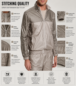 Ensemble court coupe-vent pour homme, extensible, léger, 100 % polyester, haute résistance au vent, entraînement, voyage en plein air, logo personnalisé - Product Image 6