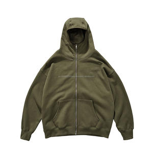 Sudadera con capucha de lana 350 Gsm de alta calidad para hombre, ropa de calle de invierno con cremallera de gran tamaño Unisex con impresión de logotipo personalizado - Product Image 6