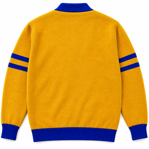 Sigma Gamma Rho Winter Acrylic <b>Cardigan</b> Sweater Women Yellow Blue Greek Sorority Knit Varsity Embroidered Custom Manufacturer - Product Image 3