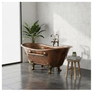 Bañera de Cobre Vintage de Lujo, Independiente, Hecha a Mano, con Patas, Ovalada, Elegante y Ecológica para Hoteles - Product Image 5