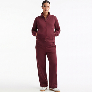Conjunto Deportivo de Maternidad con Cierre Completo para Mujer, Pantalones Deportivos de Maternidad con Bolsillos Laterales, 100% Algodón, Traje Deportivo de Maternidad y Lactancia - Product Image 1