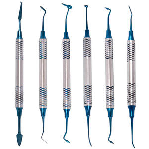 6 Piece Manual Stainless Steel Dental Composite <b>Resin</b> Filling Gold Blue Coated Reusable Restoration <b>Kit</b> Ergonomic Grip Dental - Product Image 3
