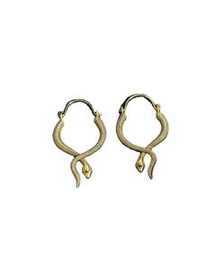 Pendientes de Aro con Diseño de Serpiente de Latón al por Mayor, Color Dorado, Estilo Bohemio, Pendientes Colgantes en Espiral para Mujer, Chapados en Oro Antiguo - Product Image 1