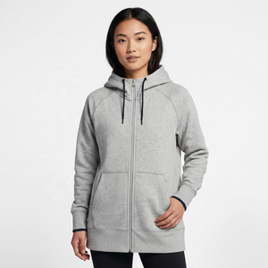 Men's Gray Full <b>Zip</b> <b>Hooded</b> Sweatshirt Regular Fit Solid Color Casual Hoodie Front Pockets Breathable Knit Fabric Autumn wear - Product Image 6