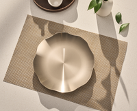 Assiette ronde en bronze NOBBAN Premium coréenne motif lotus YUGI Modèle 31 pour 2 personnes, design floral pour cadeaux, restaurants, vaisselle