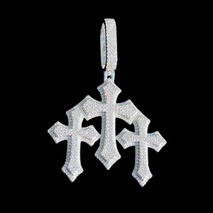 Colgante de Cruz Cristiana para Hombre, con Micro Pavé de Diamantes, Joyería Religiosa, Tono Plateado, Estilo Hiphop - Product Image 4