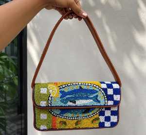 Designer Beaded Embroidery Shoulder <b>Handbag</b> <b>Unique</b> Handmade Fashion Purse for Women Wholesale - Product Image 2