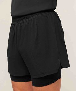 Shorts de sport athlétiques double couche pour homme, personnalisés, avec doublure intérieure de compression, cordon de serrage élastique à la taille et poche. - Product Image 4