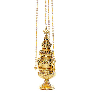 Encensoir en laiton pour église avec 4 chaînes |   Encensoir liturgique - DOUBLE VEE EXPORTS - Product Image 1