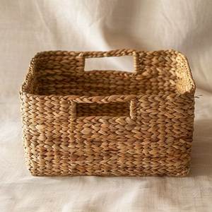 Natural Rattan Eco-Friendly Storage <b>Baskets</b> <b>Square</b> Handles Flexible Design Rustic Multi-Purpose Neatening Decorative Home - Product Image 4