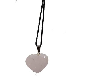 Collar con Colgante de Corazón de Cuarzo Rosa Natural, Forma Redonda Pulida, Cordón Negro, Accesorio de Moda - Product Image 6