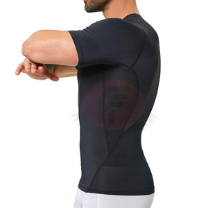 Custom <b>Men</b> Compression Shirts Short Sleeves Moisture Wicking <b>Stretch</b> Fitness Workout Sports Wear OEM Manufacturing Service - Product Image 3