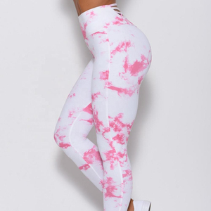 Nuevo Conjunto de Yoga Estilo 2026, Leggings Tie Dye Blanco y Rosa, Ropa Deportiva, Top Corto, Producto Duradero - Product Image 1