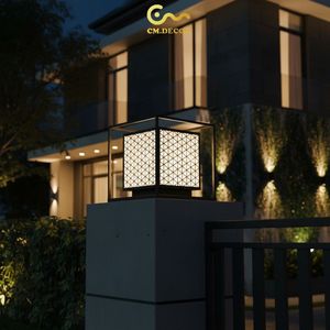 Lampe de poteau extérieure élégante pour villa, jardin, hôtel, revêtement en poudre antirouille, lampe décorative de poteau, 3500K blanc chaud, AC 200V - Product Image 6