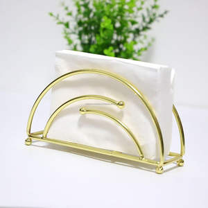 Servilletero decorativo para hoteles y restaurantes Esmalte alto Soporte de pañuelos chapado en oro de acero inoxidable de buena calidad para boda - Product Image 2